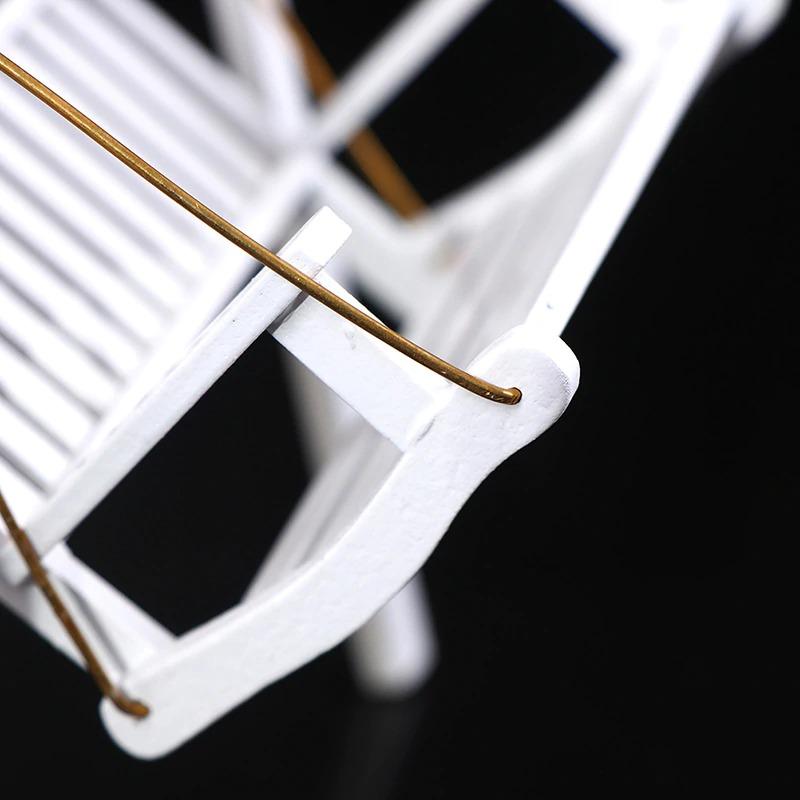 Dollhouse Miniature Wood White Swing
