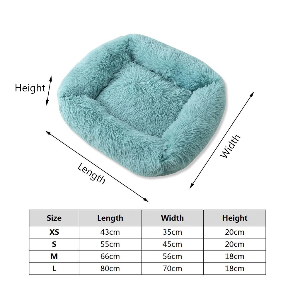 Square Dog Bed Long Plush Solid